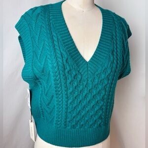 Aritzia Babaton Emporia Merino Wool Sweater Vest empress green size XS